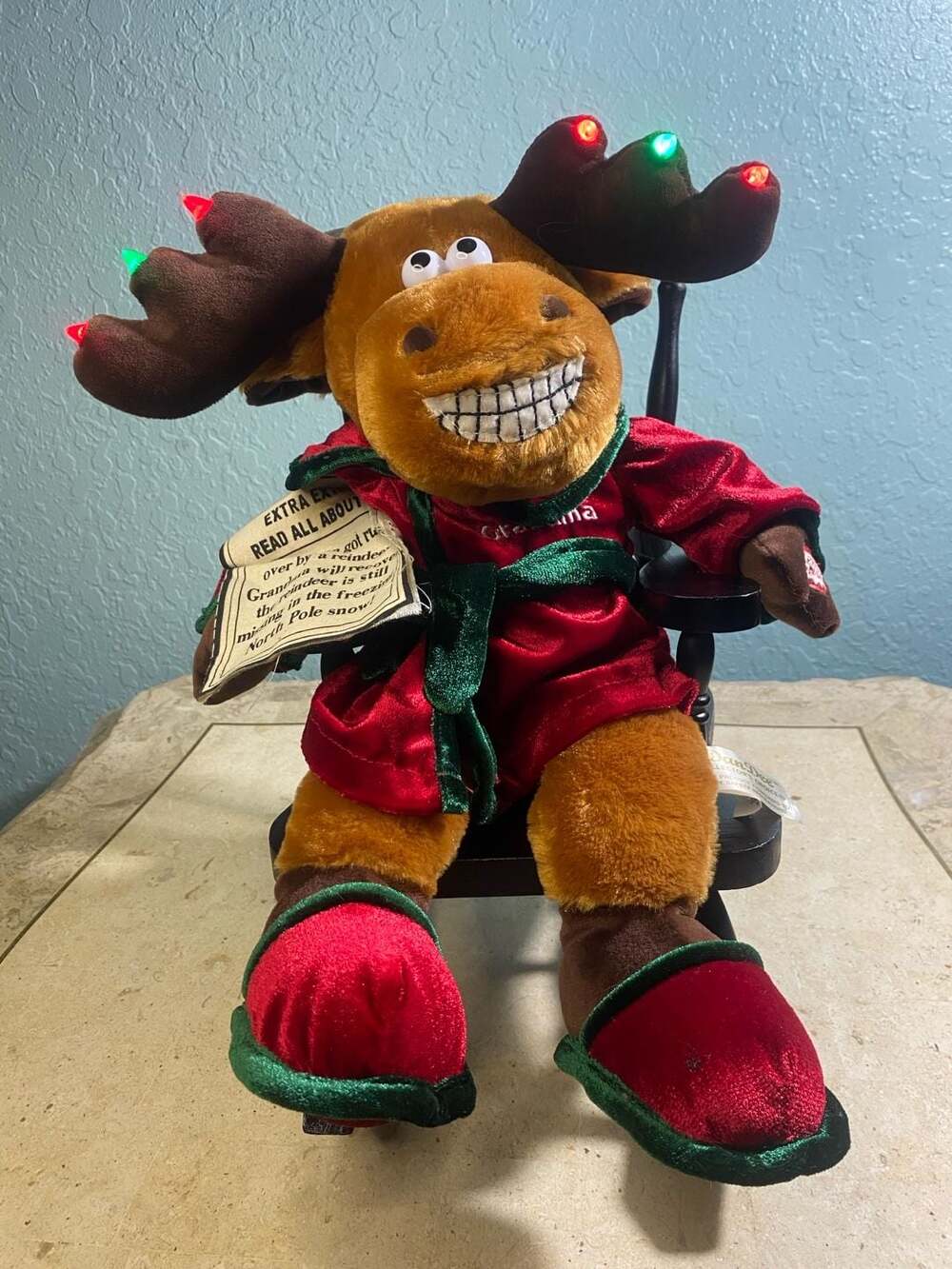 Dan Dee Grandma Got Run Over by a Reindeer Singing Rocking Moose Plush